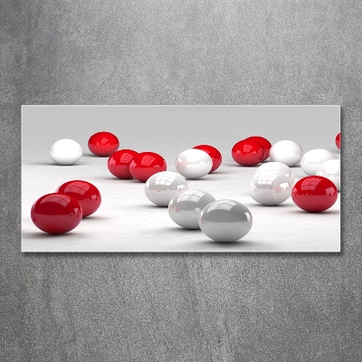 Foto schilderij op glas Rode en witte ballen