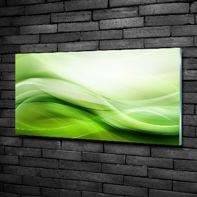 Schilderij op glas Groene golven op de achtergrond