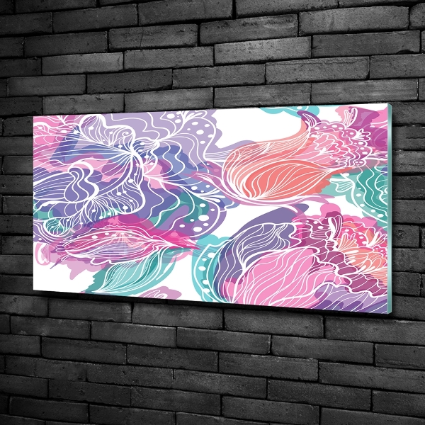 Schilderij glas Magische bloemen