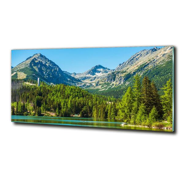 Schilderij glas Meer in de bergen