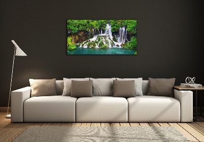 Glazen schilderij Waterval in de bergen