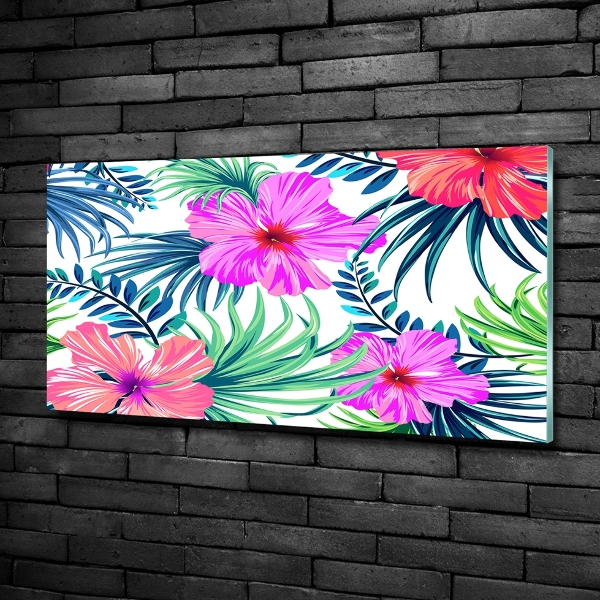 Glazen schilderij Hawaiiaanse bloemen