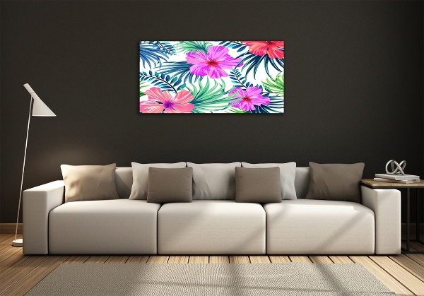 Glazen schilderij Hawaiiaanse bloemen