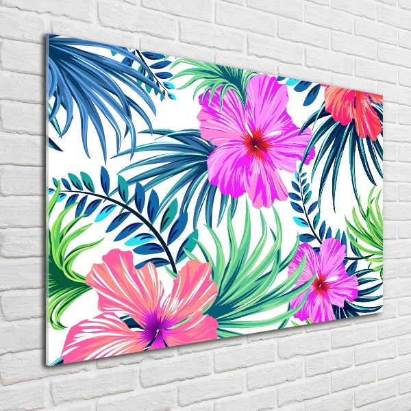 Glazen schilderij Hawaiiaanse bloemen