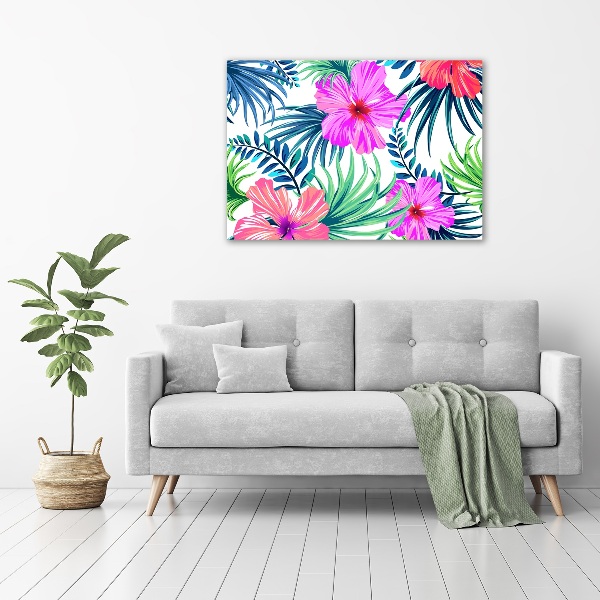 Glazen schilderij Hawaiiaanse bloemen