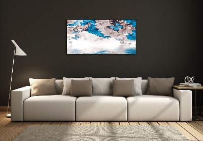 Foto schilderij op glas Bloemen en vlinders