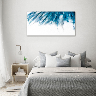 Glazen schilderij Blauwe veren