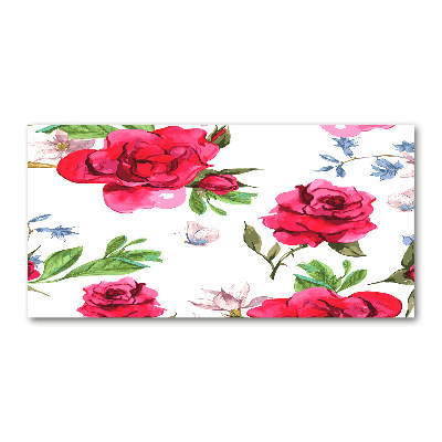 Schilderij glas Rode rozen