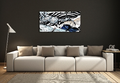 Foto schilderij op glas Vlinders en bloemen