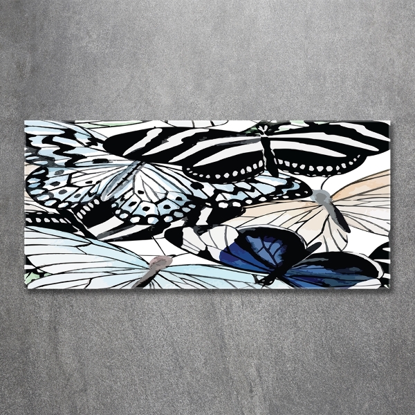 Foto schilderij op glas Vlinders en bloemen