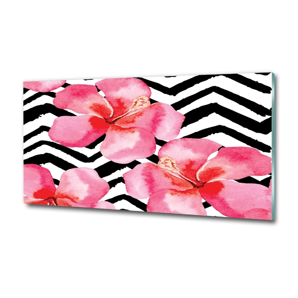 Glazen schilderij Hawaiiaanse bloemen