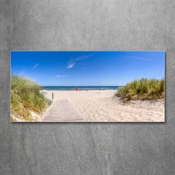 Glazen schilderij duinen aan zee
