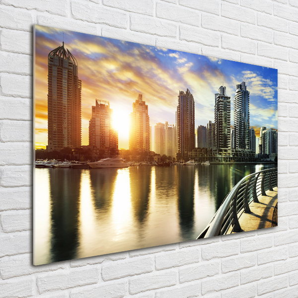 Schilderij glas Zonsondergang in Dubai