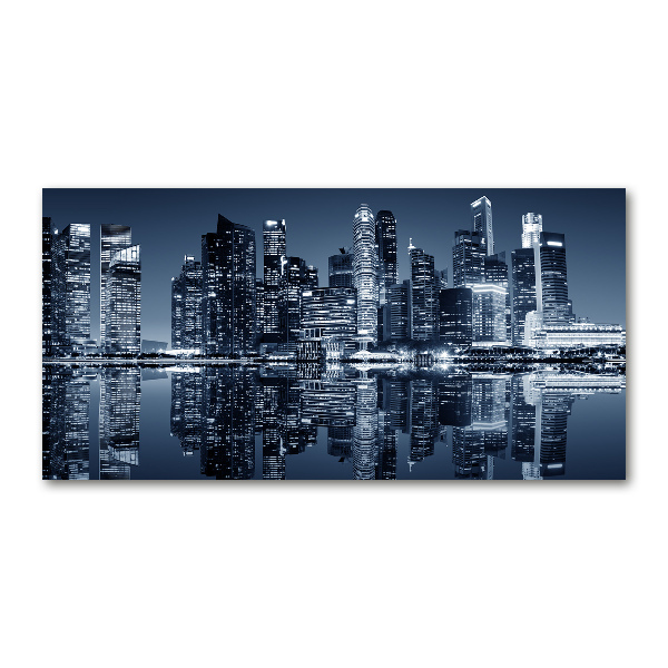 Glazen schilderij Singapore bij nacht