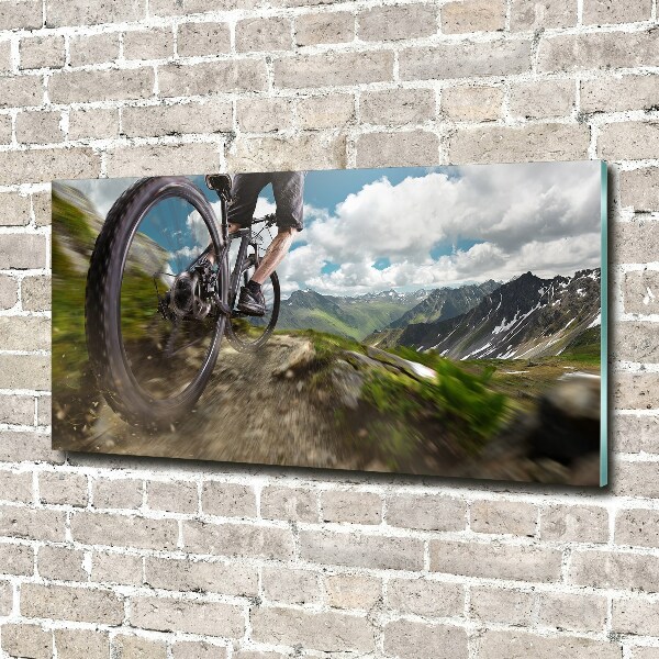 Schilderij glas Mountainbiken