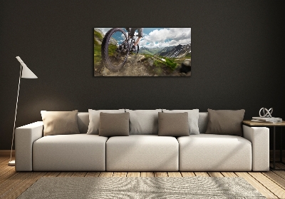 Schilderij glas Mountainbiken