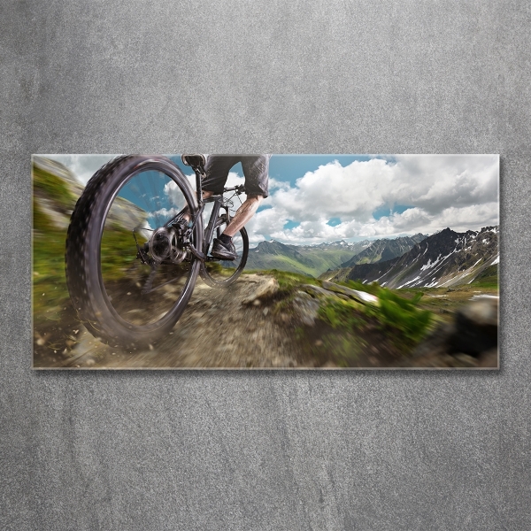 Schilderij glas Mountainbiken