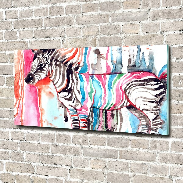 Foto schilderij op glas Kleurrijke zebra