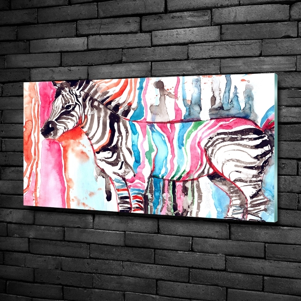 Foto schilderij op glas Kleurrijke zebra