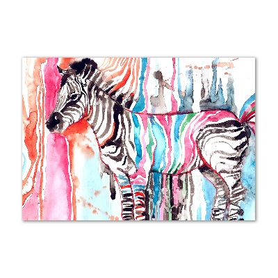 Foto schilderij op glas Kleurrijke zebra