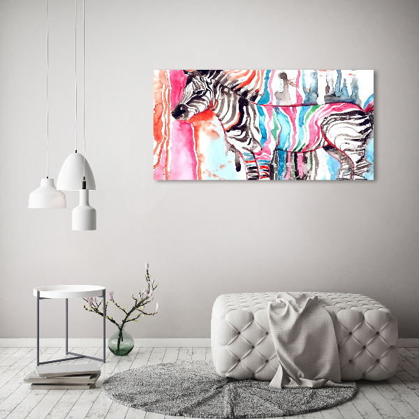 Foto schilderij op glas Kleurrijke zebra