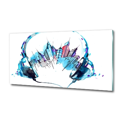 Schilderij glas Geluiden van de stad