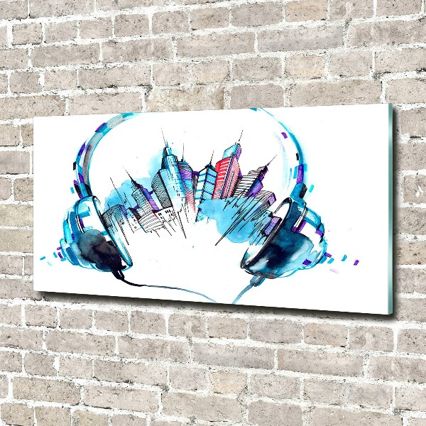 Schilderij glas Geluiden van de stad