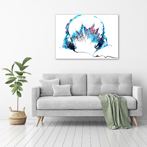 Schilderij glas Geluiden van de stad