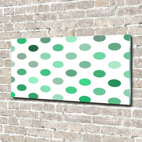 Schilderij op glas Groene stippen