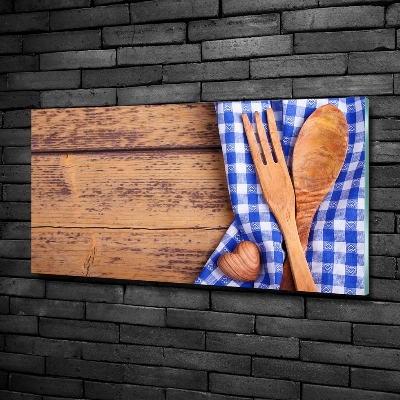 Schilderij op glas Houten bestek