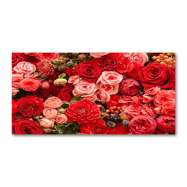 Fotoobraz na ścianę szklany Czerwone kwiaty