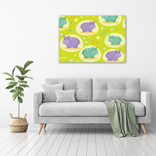 Schilderij op glas Nijlpaarden