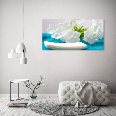 Glazen schilderij Witte spabloemen