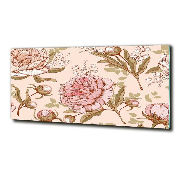 Foto schilderij op glas Pioenrozen