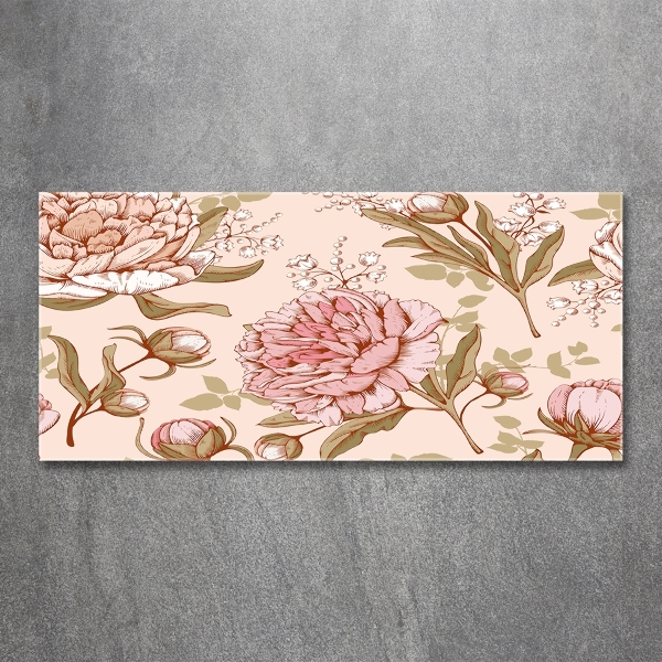 Foto schilderij op glas Pioenrozen