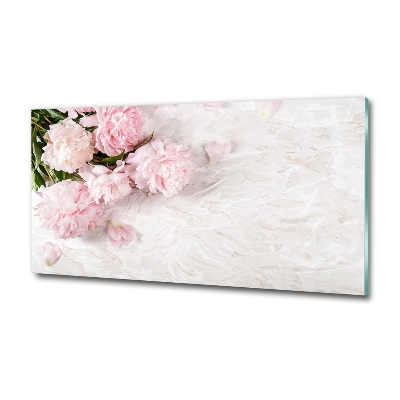 Schilderij op glas Pioenrozen