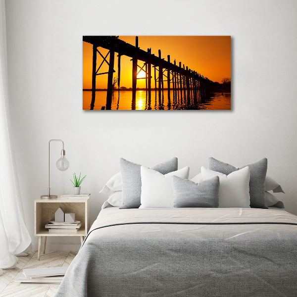 Foto schilderij op glas Zonsondergangbrug