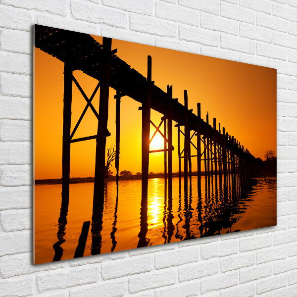Foto schilderij op glas Zonsondergangbrug