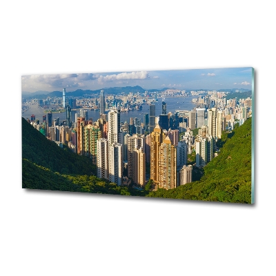 Schilderij glas Panorama van Hongkong