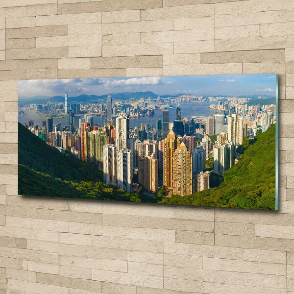 Schilderij glas Panorama van Hongkong