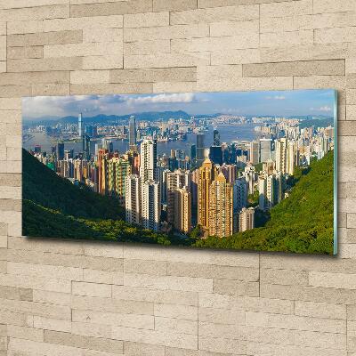 Schilderij glas Panorama van Hongkong