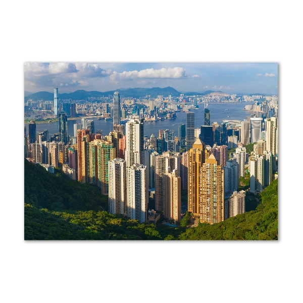 Schilderij glas Panorama van Hongkong