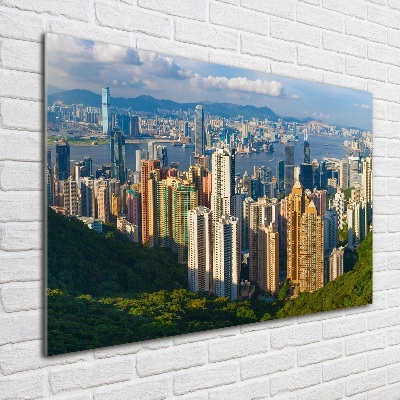 Schilderij glas Panorama van Hongkong