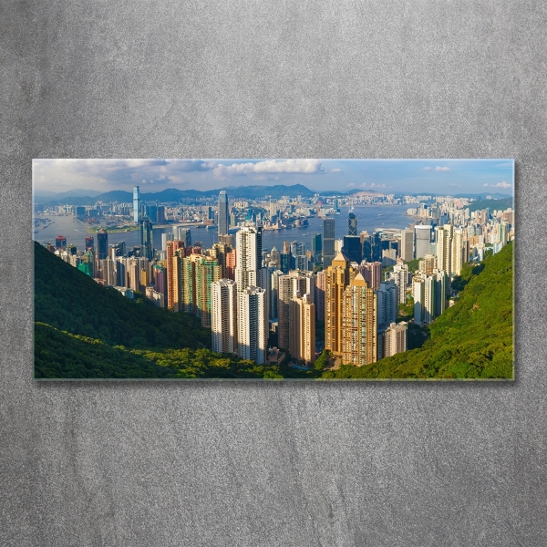 Schilderij glas Panorama van Hongkong