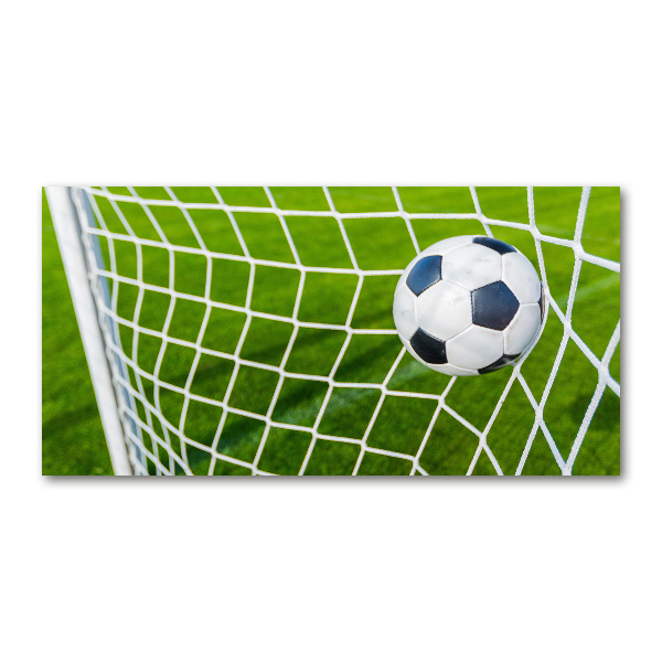 Schilderij glas De bal ligt in het doel.