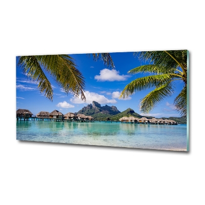 Schilderij glas Palmbomen in Bora Bora