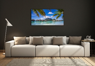 Schilderij glas Palmbomen in Bora Bora