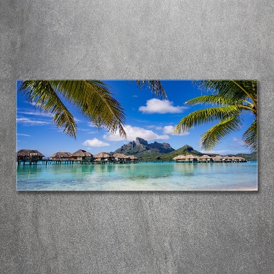 Schilderij glas Palmbomen in Bora Bora