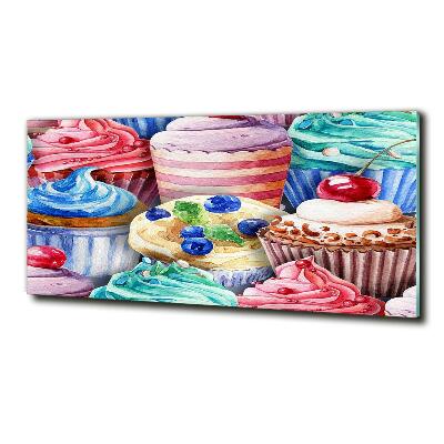 Schilderij glas Kleurrijke cupcakes