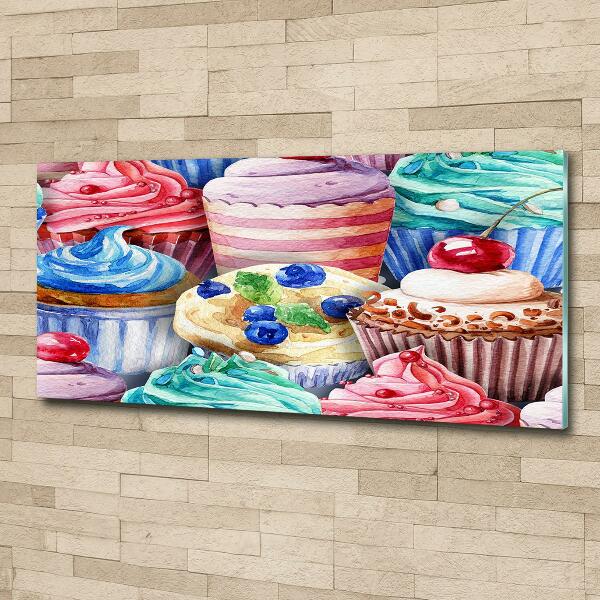 Schilderij glas Kleurrijke cupcakes